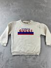 Gucci Baby Toddler Ivory Cotton Sweatshirt Blue Red Logo 36 Months Made In Italy