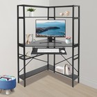 Black Corner Desk  Corner Computer Desk With Power Outlets  Home Computer Desk