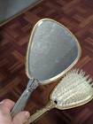 Vintage Elegant Gold Floral Tone Vanity Dresser Set Mirror  Hairbrush 