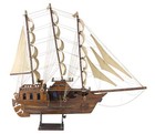 Huge Wooden Model Ship 40 X 40  With Cloth Sails