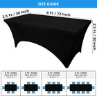 Spandex Tablecloth 2 Pack  6ft  Black  Tight  Fitted  Washable And Wrinkle Resis