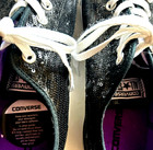 New Converse All Star Black Sequin Low Tennis Shoes Sneakers Mens 11 Womens 13