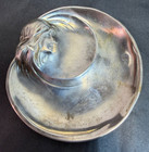19c art Nouveau Silver Repousse Pin Coin Tray Small Dish Maiden Woman Portrait