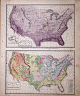 Rare Antique 1876 Geological Map Of The United States