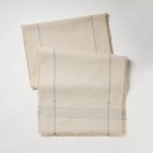 20 x90  Natural Leno Weave Table Runner With Blue Accent - Threshold    