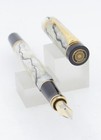 Parker Duofold Intl Pearl   Black Fountain Pen -18kt Fine Oblique Nib - 1993 New