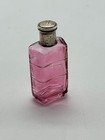 Antique Art Deco Pink Glass Perfume Bottle 800 Silver Cap Vintage Vanity Decor