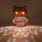 Vintage Ceramic Owl Lamp Night Light Drip Glaze Red Orange Yellow Works