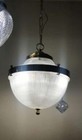 Antique Vintage Art Deco Brass   Glass Ship Ceiling Fixture Hanging Light Lamp