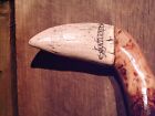 Walking Stick Cane Faux Scrimshaw Carved Tooth Handle Wood Shaft Cane Rubber Tip