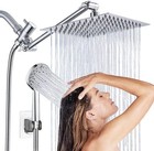High Pressure Adjustable 8    Rain Square Shower Head With Handheld Spray Combo Us