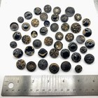 Lot Of 46 Vintage Antique Black Czech Glass Button Floral Buttons Lot