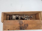 Vintage Montgomery Ward Wards Meat Sausage Grinder Cast Iron Hand Crank Wood Box
