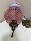 Chandelier Fenton Hobnail Opalescent Cranberry Victorian Hanging Lamp Antique