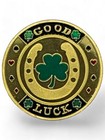 Good Luck Shamrock Poker Card Guard Protector Weight W case   Pouch Usa Seller