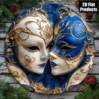 Mardi Gras Venetian Golden Mask Wall Art Vintage Style Aluminum 8x8  Decor