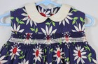 Sweet Vtg Toddler Dress Girls Retro Daisy Flowers Navy White Smocked Retro 2t
