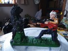 Vintage Cast Iron Mechanical Coin Bank Indian Shooting Bear Book Of Knowledge