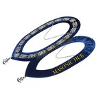 Masonic Past Master Metal Chain Collar Blue Backing   Free Jewel