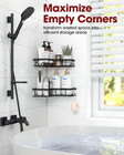 Corner Shower Caddy Black Adhesive Bathroom Shelves No Drilling Rustproof 304