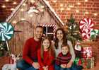 7x5ft Christmas Photo Backdrop Christmas Gingerbread House Candy Tree Photoshoot