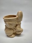 Vntg 1950 s Pottery Hound Dog Basket Planter Usa Yellow Gold Great 4 Succulents