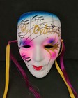 Vintage Mardi Gras New Orleans Ceramic Hand Painted Satin Mini Face Wall Mask