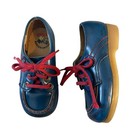 Vintage Era 50 s 60 s Buster Brown Shoes Blue Red Stitching Baby Toddler Lace Up