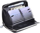 Genuine Leather Credit Card Holder Case Rfid Travel Passport Wallet Black