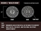 Wealth Rune Manifestation Coin     Law Of Attraction  Luck  Protection  Affirmatio