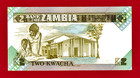 2 Kwacha 1986 Zambia Unc Note  p-24c 1  Rare Variety - Paper Money Currency Bill
