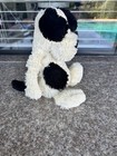 Jellycat Bashful Puppy Dog Cream And Black 12    Stuffed Animal Plush Clean Soft