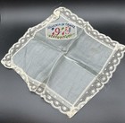 1919 Souvenir De France Silk   Lace Handkerchief  France  Britain  Italy  Usa