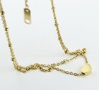 Women Gold Plated Stainless Steel Heart Love Double Chain Anklet Bracelet 8-10 