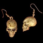 Funky Realistic Antiqued Skull Earrings Biker Pirate Punk Gothic Novelty Jewelry