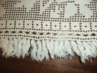 Vintage Crocheted Table Runner Ivory With Fringe Birds 50  Length