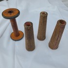 Lot Vintage Wooden Textile Mill Spools Bobbins Cones 7  Industrial Thread Spindl