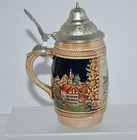 Gerz Vintage German Beer Stein Butzbach Hessen W  Tin Lid Dgbm Handpainted