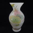 Old Chinese White Glass Vase Hand Painting Lotus  liuli  Bottle  qianlong  Mark