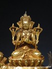 8 6   Old Tibet Bronze Gilt Wenshu Manjushri Riding Lion Buddha Statue