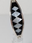 Vtg Alpaca Mexico Hinged Bangle Bracelet Mop Abalone Shell Inlay 1980s Nos