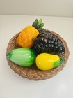 Vintage Lot Murano Style Glass Fruit Pineapple Lemon Grape Hand Blown Art Deco