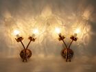 Pair Of Double Headed Sconces French 1950s 60s Vintage Mcm Wall Lights