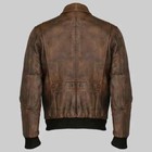 Premium Men s Vintage Brown Military Distressed Bomber Genuine Leather Jacket