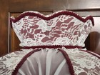Vintage Victorian Art Deco Large 23   Handmade Maroon White Lace Lamp Shade