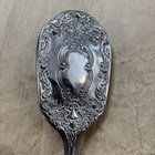 Vintage Heavy Silver Plated Ornate Floral Filigree Vanity Hair Brush 8  Long