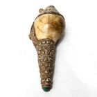 Vintage Tibetan Silver Blowing Old Conch Shell Trumpet Horn Antique Buddhist