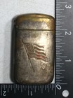 Antique Brass Match Safe Holder American Flag Motif Patina Vintage Rare Wwii Era