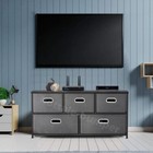 Fabric Dresser Chest 5 Drawers Furniture Bedroom Storage Organizer Wood Top Grey