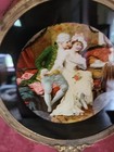Gorgeous Vintage Flue Cover Victorian Man   Woman Courting Metal Border 9-1 8   